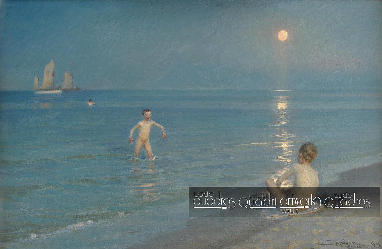 Garçons se baignant à Skagen. Soirée d'été, Krøyer