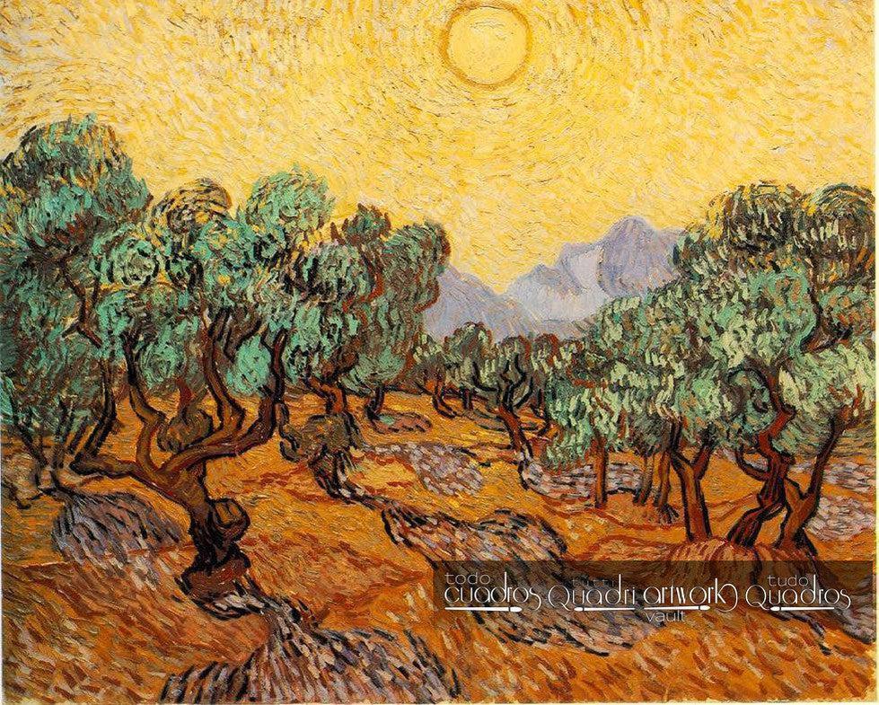 Olivier avec ciel jaune et soleil, Van Gogh