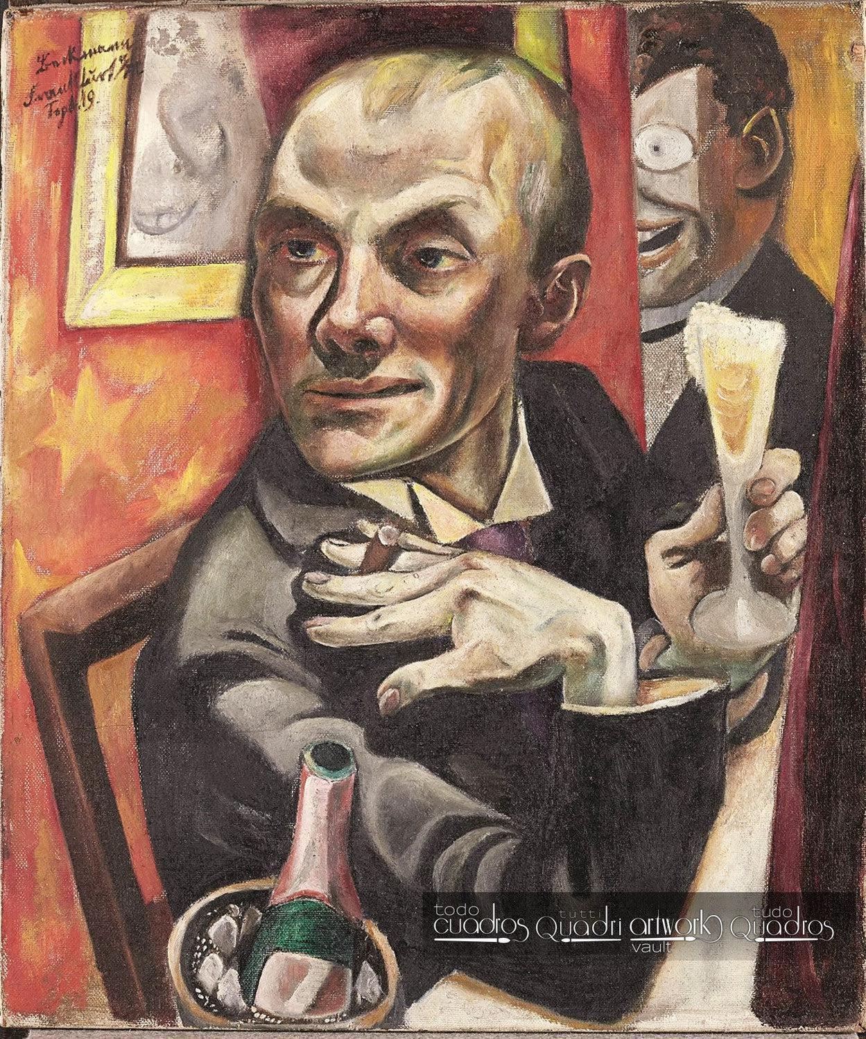 Autoportrait avec verre à champagne, Max Beckmann
