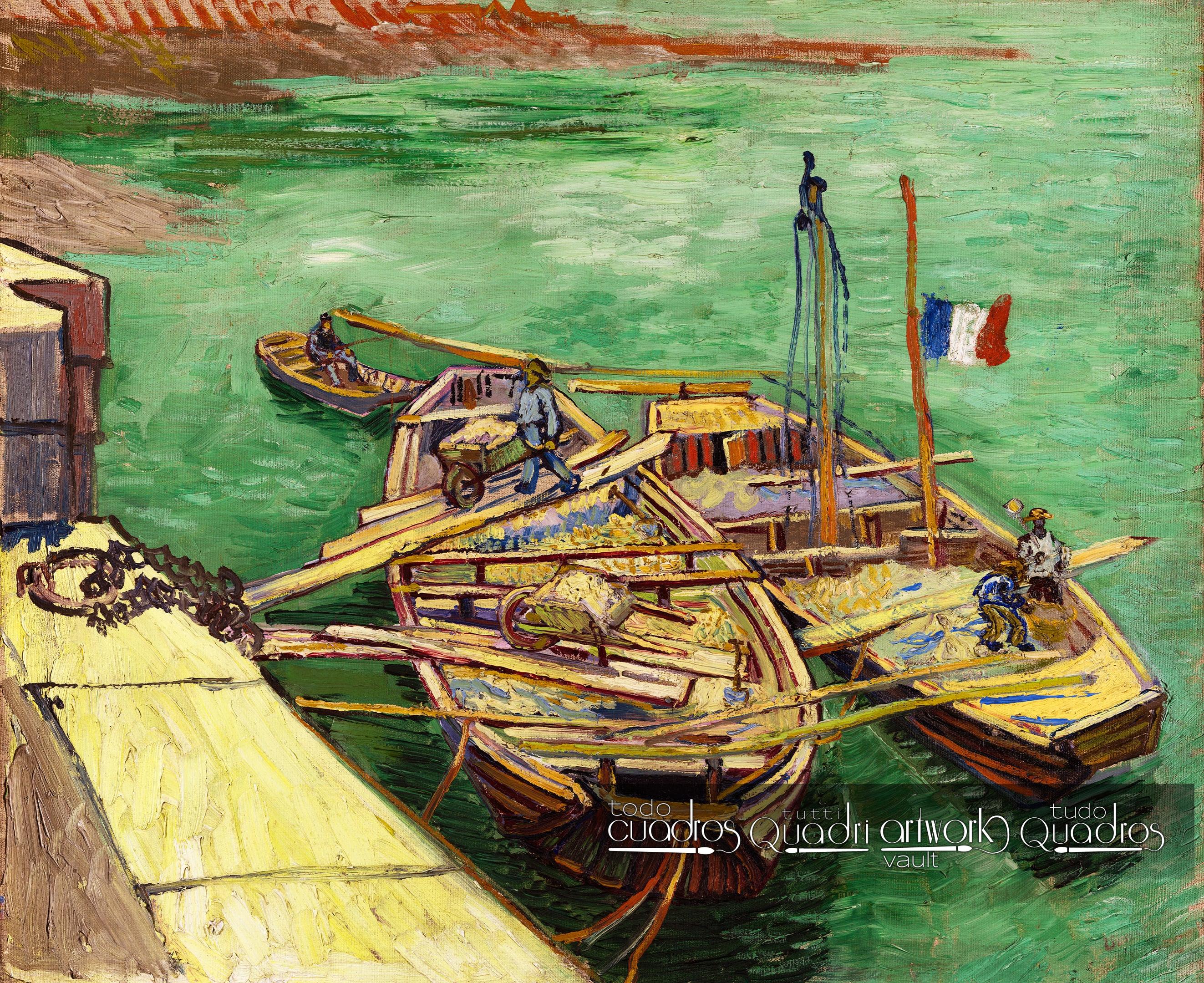 Banchina con uomini che scaricano barconi da sabbia, Van Gogh