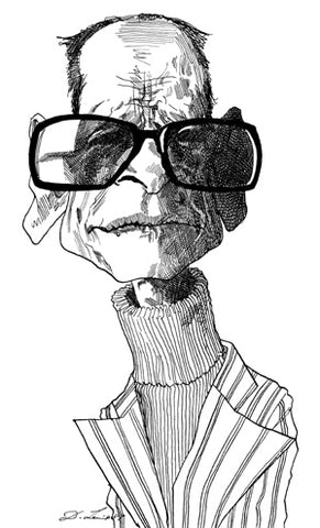 Satirical portrait of the Nobel Prize winner in literature.