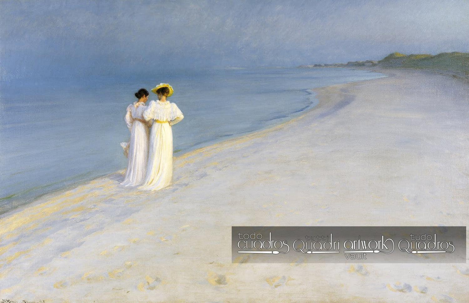 Soirée d'été sur la plage sud de Skagen. Anna Ancher et Marie Krøyer en promenade, P.S. Krøyer