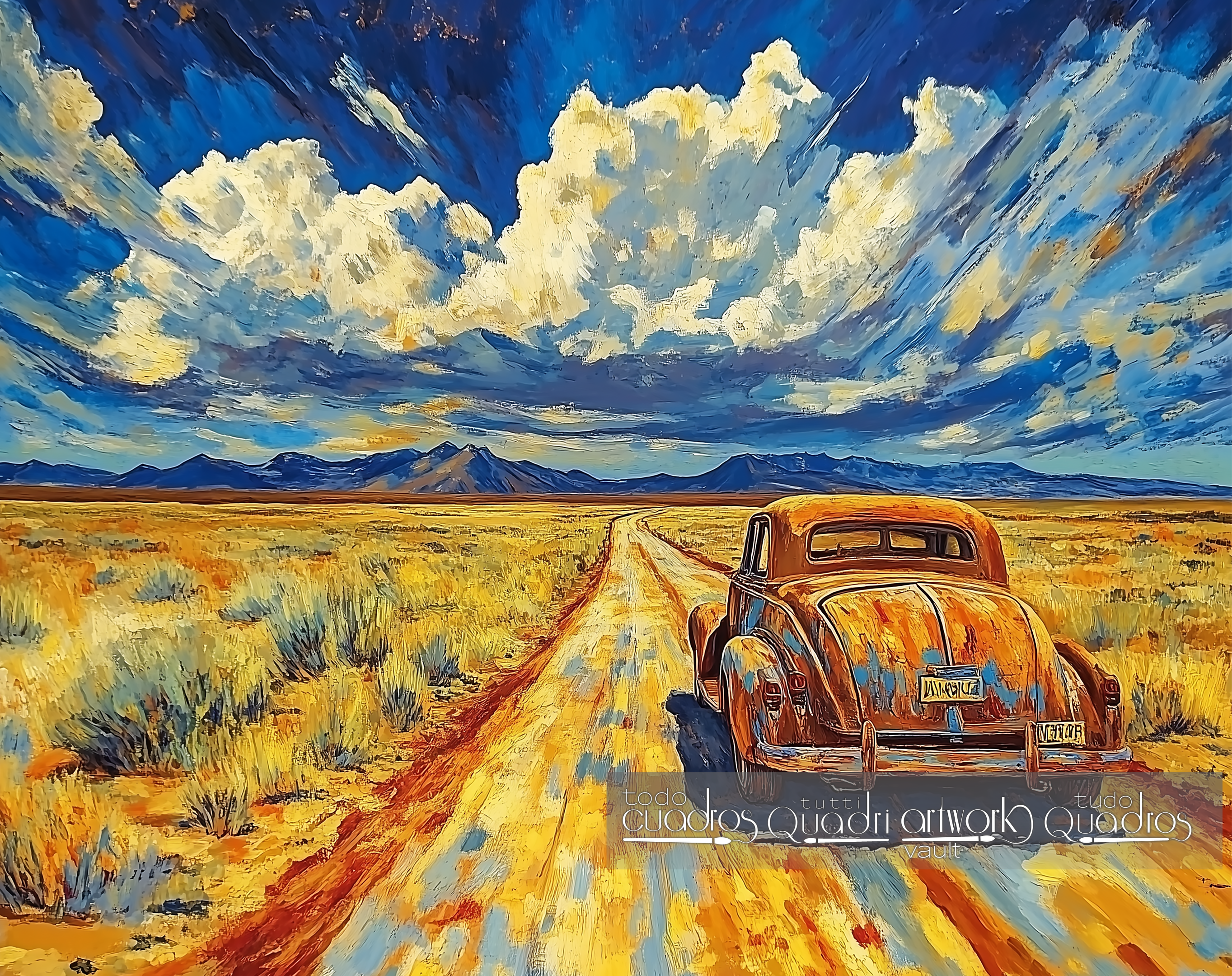 Route vers l'horizon, style Van Gogh moderne