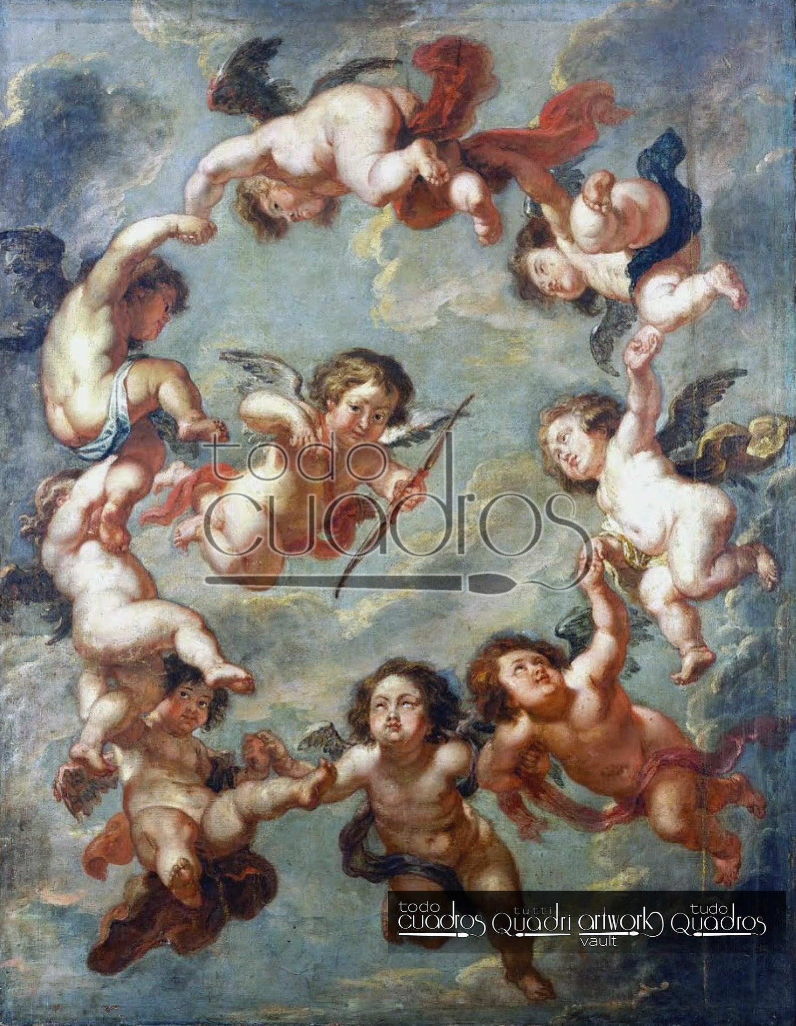 A Ceiling Decoration: Putti. Rubens